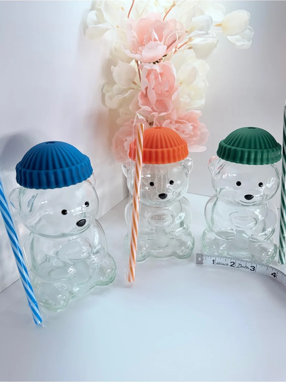 Green-Top Clear Bear Drink Cup with Straw - Party Supply